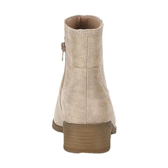 Frye and Co. Womens Estreley Stacked Heel Booties Size 8.5 Sand Tan Suede Like - Picture 2 of 11